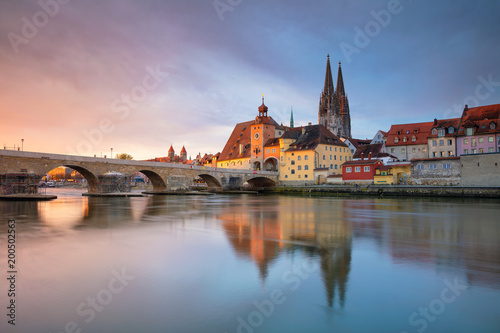 Regensburg. Cityscape image of Regensburg, Germany during spring sunrise.