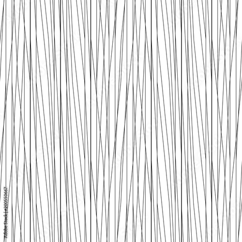 Irregular stripes seamless pattern. Repeating vector texture in black and white colors. thread background