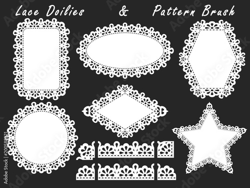 A set of lacy napkins of different shapes and pattern brush.