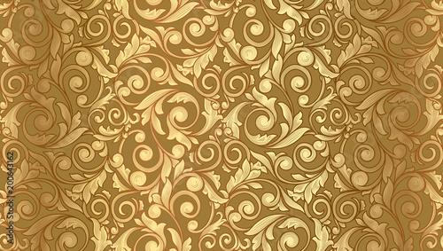 Golden seamless retro pattern