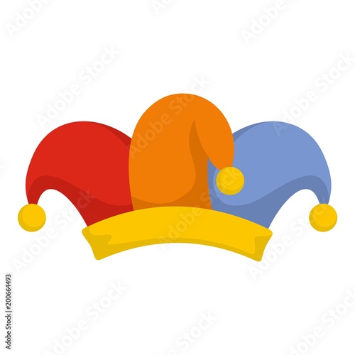 Cheerful jester icon. Flat illustration of cheerful jester vector icon for web
