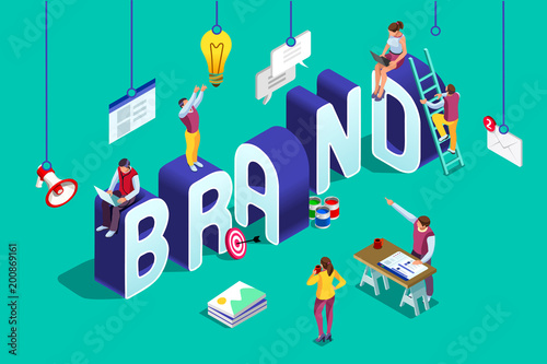 Brand vector text isometric logo