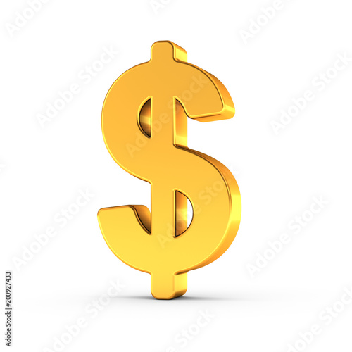 The Dollar symbol as a polished golden object with clipping path