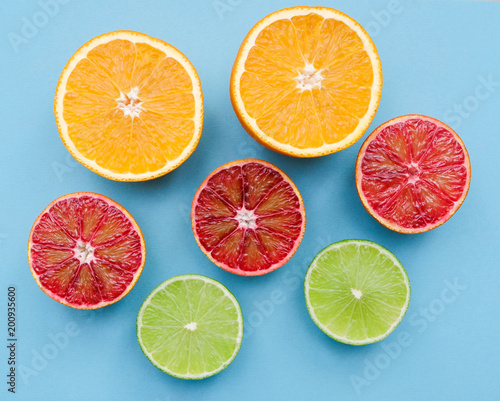 Sliced lime and oranges