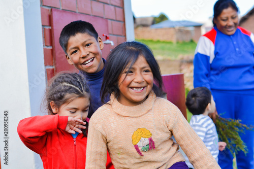 Happy native american family in the countryside.