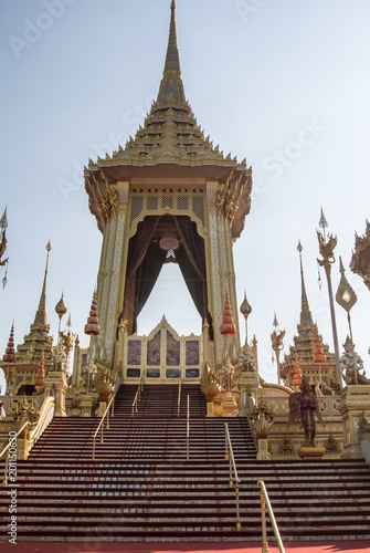 Decorating a crematorium for The Royal Cremation Ceremony of His Majesty the Late King, KING RAMA 9, Thailand