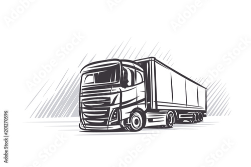 Illustration of a truck and abstract background. Vector. 