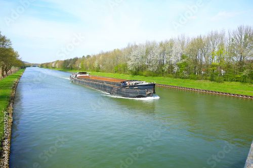Barge on the Mittellandkanal in Lower Saxony, Germany