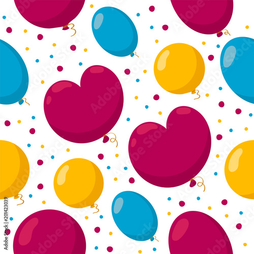 Seamless pattern with a bunch of colourful balloons