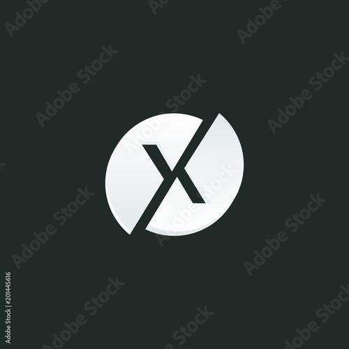 circular round emblem monogram anagram monoline letter mark logo of letter x , Modern letter X circle logo