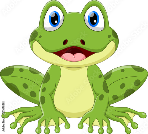 Vector illustration of cute frog cartoon isolated on white background