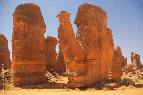 Landscape of the desert region of the Sahara in Ennedi surroundings in north Chad 
