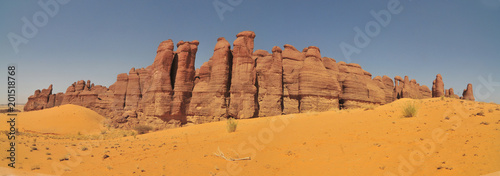 Landscape of the desert region of the Sahara in Ennedi surroundings in north Chad 