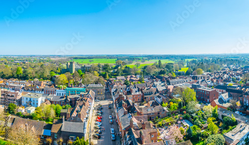 Aerial view of the Warwick castle, England