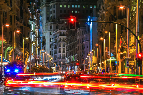 Madrid City Nightscape (Gran Via - Alcala Street)