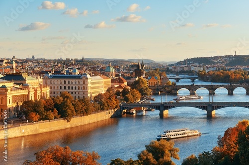 Prague skyline and bridge