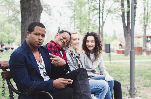 Group of different families together of all races