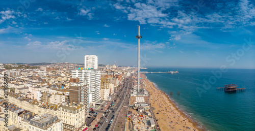 Aerial view of Brighton in sunny day, England