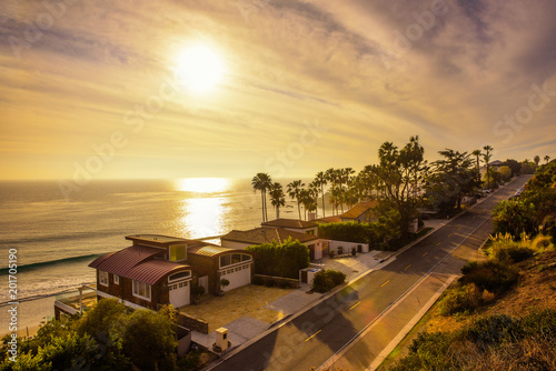 Oceanfront homes of Malibu beach in California