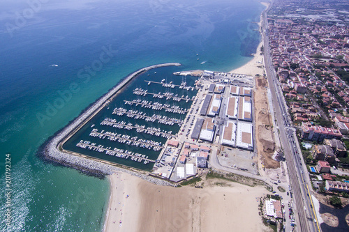 Port of Premià de Mar. Near of Barcelona. Aerial shot.