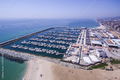 Port of Premià de Mar. Near of Barcelona. Aerial shot.