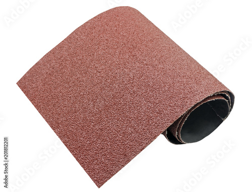 Roll of sandpaper isolated on white