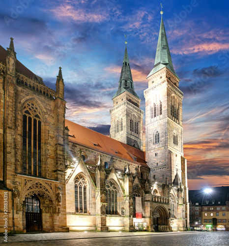 Nuremberg - St. Lawrence church at sunset, Germany