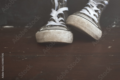 sneakers on the floor