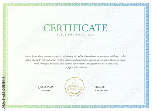 Certificate. Template diploma currency border.