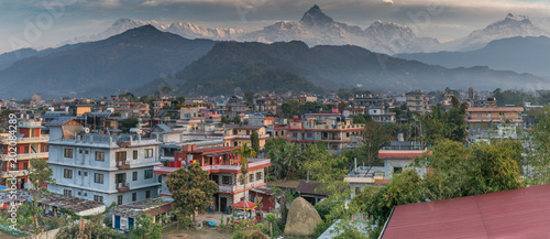 pokhara nepal with machapuchare in distance