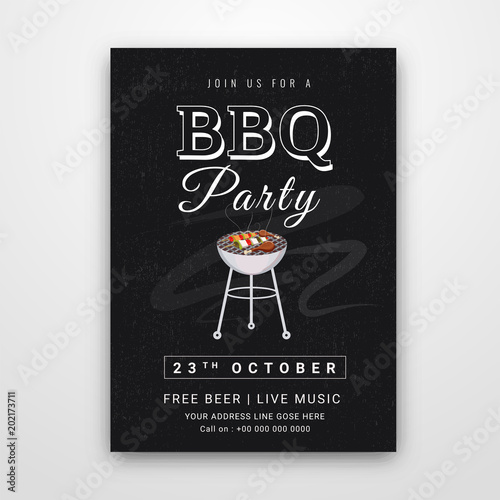Barbecue Poster, Flyer, Template, Menu Card or Invitation Design.