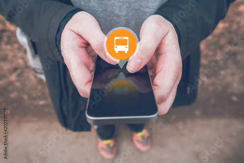 Purchasing electronic bus ticket with smartphone app