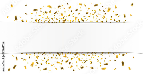 White Paper Banner Golden Confetti