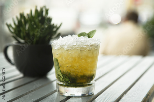 Classic mint julep cocktail, outdoors