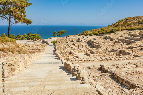 Staircase of main street in city of Kamiros (island of Rhodes, Greece)