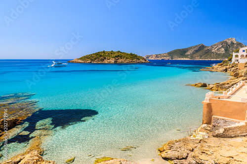 Beautiful beach and sea in Sant Elm village, Majorca island, Spain