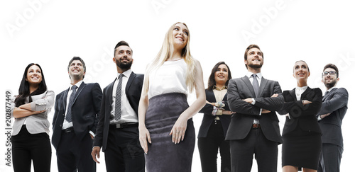 happy successful business team isolated on white background
