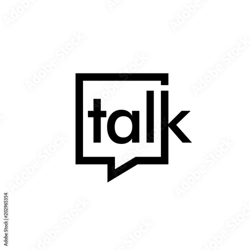 talk lettering letter mark on chat bubble icon logo vector sign