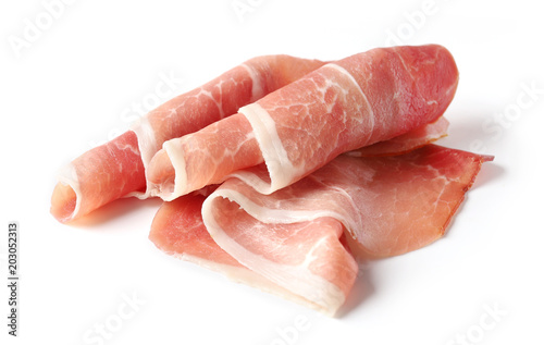 prosciutto slice on a white background