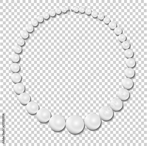 Pearl necklace on transparent background, stock illustration vector
