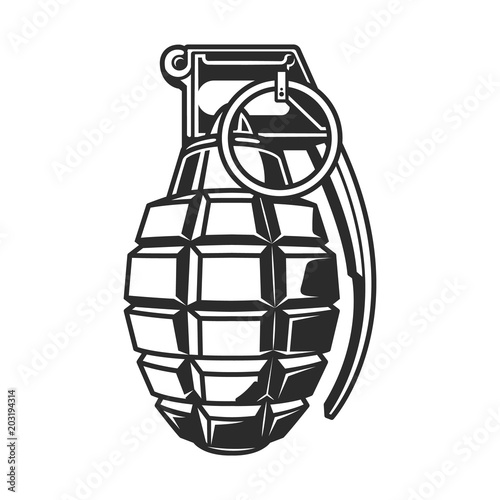 Hand grenade in black white colour