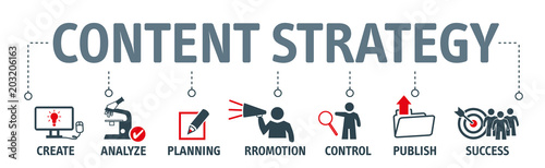 content strategy concept chart icons on banner