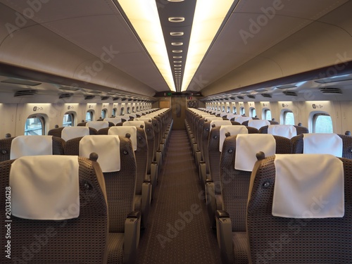 Kanagawa,Japan-May 2, 2018: Inside a green car or a first class cabin of bullet train