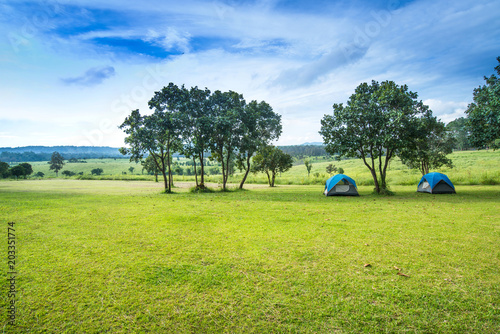 Camp site in the forest, campground at Tung Saleang Luang National Park, Thailand