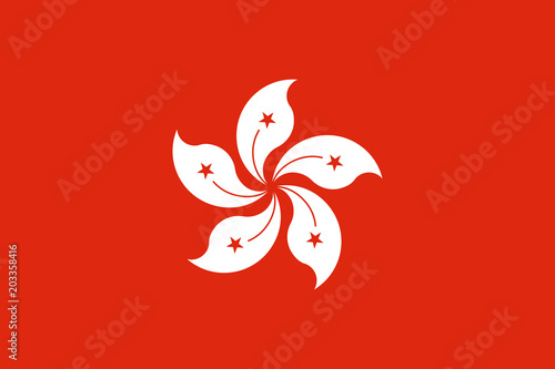 The Flag of Hong Kong. National symbol of the state. Vector illustration.