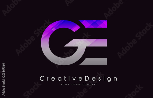 GE Letter Logo Design. Purple Texture Creative Icon Modern Letters Vector Logo.