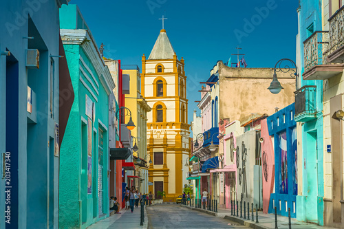 The colorful Calle Ignacio Agramonte in Camagüey, Cuba