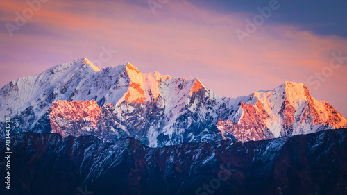 Nepalese mountains during sunet