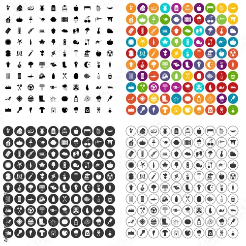 100 vegetables icons set vector in 4 variant for any web design isolated on white