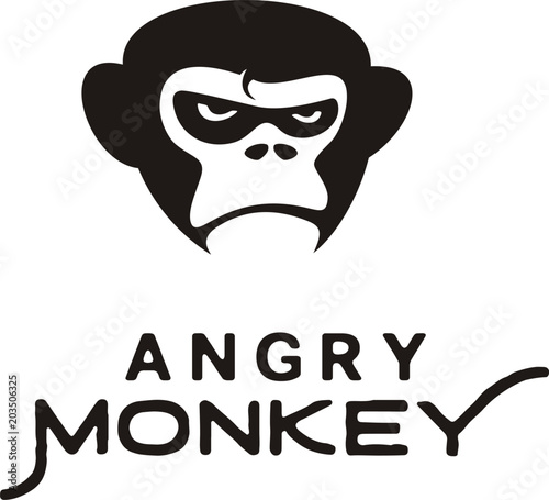 Grumpy Angry Gorilla / King Kong Monkey Face illustration logo